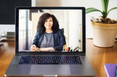 Shot of a mid adult businesswoman having a video call on a laptop